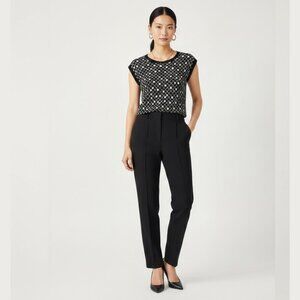 HUGO HUGO BOSS SIlk Blend Diamond Pattern Short Sleeve Knit Top Womens XL Career